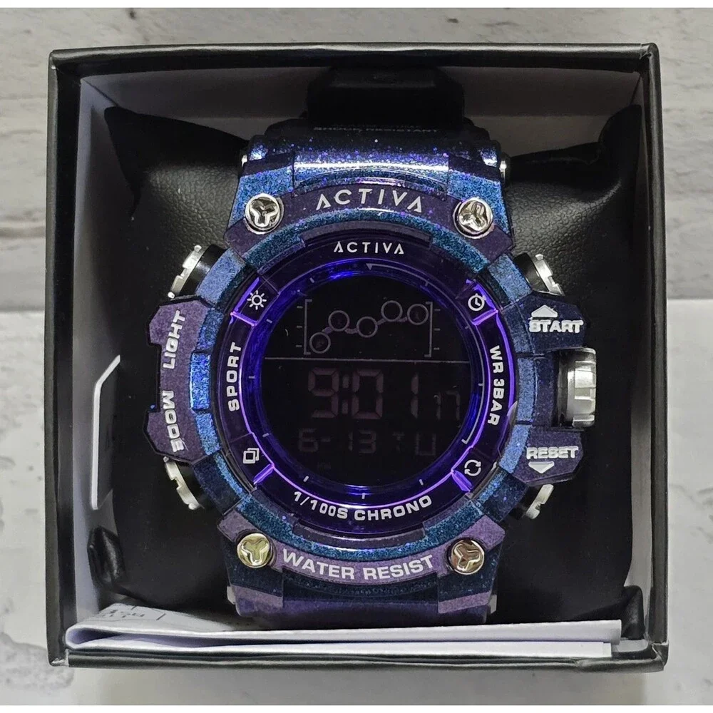 Activa X Invicta Digital Unisex Watch 50mm Iridescent Purple ACW8082-020 New